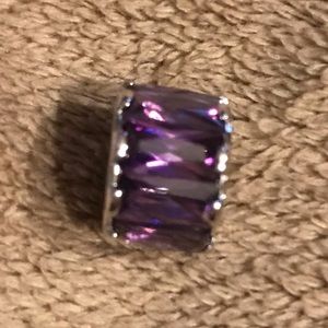 Lia Sophia silver circle charm with purple stones